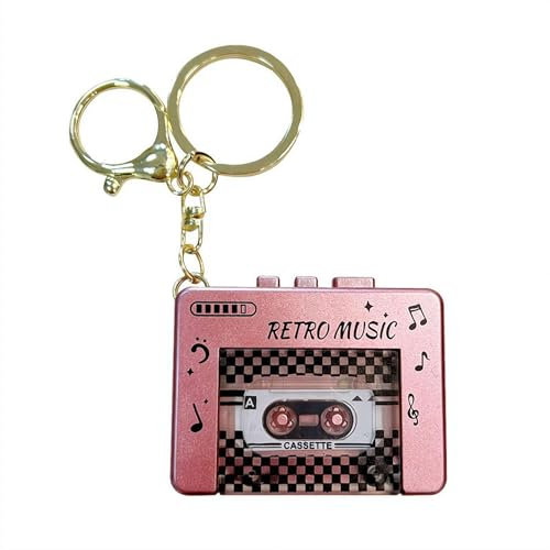 Mini magnétophone portable, lecteur de cassettes miniatures en plastique rétro avec musique, accessoire amusant à suspendre, enregistreurs de musique vintage, cadeaux créatifs