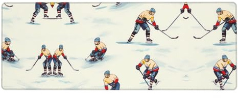 HYTTER Tapis de souris imprimé hockey sur glace extra large pour ordinateur, bureau, clavier de jeu, version épaisse, 30,5 x 80 cm