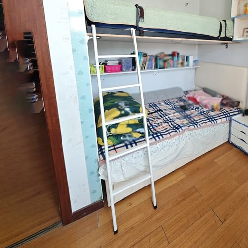 Scaletta per letto a castello in metallo per dormitorio domestico, 114,3 cm/127 cm/139,7 cm/149,9 cm/160 cm/165,1 cm/175,3 cm/185,4 cm, per bambini e adulti, scala a castello con 2 ganci