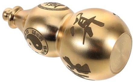 STOBAZA Vintage Brass Gourd Statue Feng Shui Ornament Decorative Metal Gourd Figurine for Home Office Luck Tabletop Decor