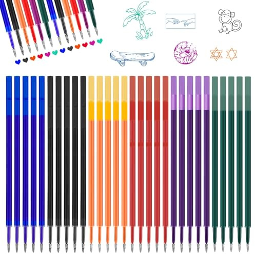 30 Stück Radierbare Ersatzminen,Kompatibel Mit Legami,Spitze 0,7mm, 13 cm | Blau, Schwarz, Rot, Grün, Lila, Orange - Gelschreibermine Radierbar, Minen für Legami Radierbare Stifte
