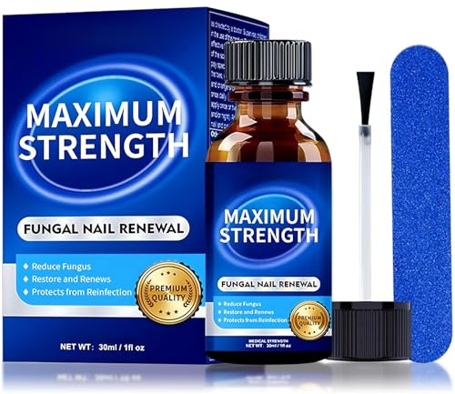 Maximum Strength Nail Fungus Treatment Liquid for Athletes Foot, Restores Thick, Broken, Discolored & Damaged Nails, Natural Appearance Restoration - 30ml