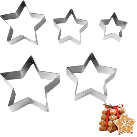 5 Pcs Star Cookie Cutters,Cutter Christmas Baking Pastry Set,Holiday Cookies Cutter Shapes for Homemaking Cookies Cookie Shaper, Gingerbread Small Snowflake Cookies Usable for Christma Foods Shapes