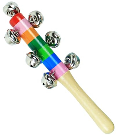 Glöckchen mit Musik für – Lernspielzeug mit Holzgriff – Handglocken in Regenbogenfarben, für und Mädchen ab 2 Jahren, Krippenspiel für frühkindliche Bildung