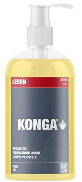 Konga Extra – Detergente profesional para lavavajillas, alta concentración de corte de grasa para comercios, botella de 1 l, capacidad de lavado industrial para gastronomía y cocinas grandes