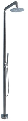 Dexinhdh Edelstahl-Außendusche Mit Bodenplatte, Freistehende Außendusche Mit Verstellbarem 25-cm-Duschkopf Für Garten, Strand, Pool Und Terrasse(Silver)