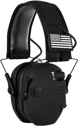 Générique Casque antibruit actif pour la chasse – Écouteurs électroniques avec réduction du bruit – Casque pliable avec microphones directionnels – Arceau réglable – Prise externe
