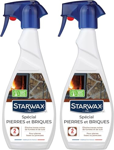STARWAX - Nettoyant spécial pierres et briques pour cheminée - Dissout les traces noires de fumées et suie - Dégraisse - Formule mousse - Action rapide - Fabriqué en France - 500ml (Lot de 2)