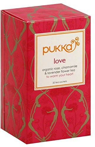 Pack of 6 x Pukka Herbal Teas Love Organic Rose Chamomile and Lavender Tea - Caffeine Free - 20 Bags