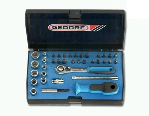 Gedore - Juego de llaves métricas de vaso de 1/4 pulgadas, herramientas de trabajo, mantenimiento para coche y moto