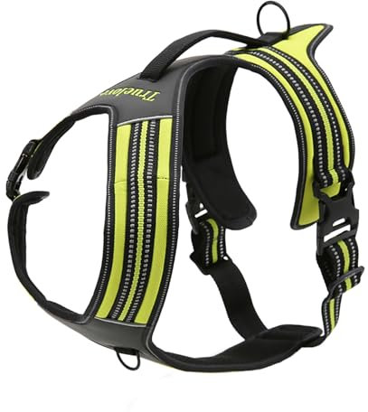 Truelove TLH5551 verhindert Zerren Hundegeschirr mit Griff Weich Gepolstert Pet Hundegeschirr Weste, reflektierendes Material(XS, Neongelb)