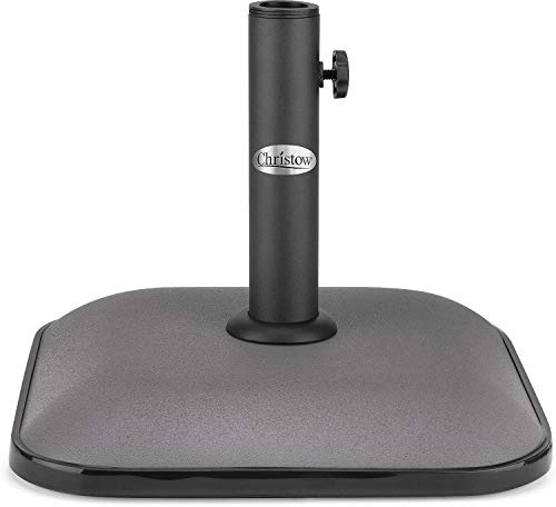 CHRISTOW Garden Parasol Base 11kg, Square Patio Umbrella Weight, Outdoor Sun Shade Canopy Stand Holder, Heavy Duty Compound Concrete