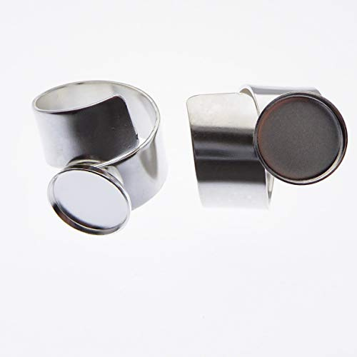 XieXie 2 Stück 925 Sterling Silber Ring Rohling mit 12mm Fassung zur Schmuckherstellung