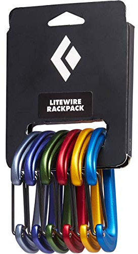 BLACK DIAMOND LiteWire Rackpack | Color-Coded Wiregate Carabiners | Lightweight Aluminum | for Trad Climbing Rack Set