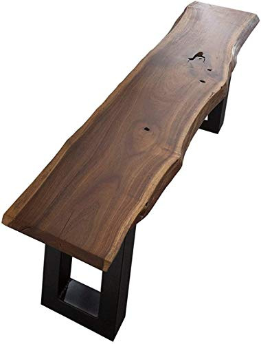SAM Sitzbank Quentin 120x40 cm, Kufengestell schwarz, Massive Holzbank, Akazien-Holz, echte Baumkantenbank, Unikat