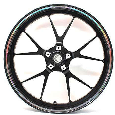 Finest Folia Pegatina para la llanta ancho 7mm cromo hologramma con herramienta de montaje 16 17 18 19 montaje tira decorativa para motocicleta, coche, bicicleta (holograma negro)