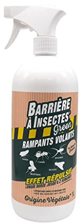 BARRIERE A INSECTES GREEN Insectes Rampants Volants, Effet Répulsif, Origine Végétale, Prêt à l’emploi 1 L, BARBIOREP1000