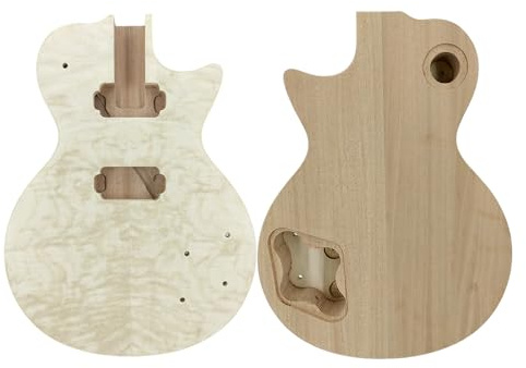 Yinfente E-Gitarrenkörper, gestepptes Ahornholz, Wasserwellen-Furnier, Mahagoni-Holz, Set in Ferse, DIY-Gitarren-Ersatz