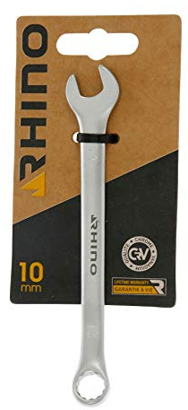 RHINO 10mm Combination Wrench, Clamp, Ring Spanner and Combination Spanner - 10mm Diameter - High Quality - Made of Steel (Chrome Vanadium) - - Various Sizes Available