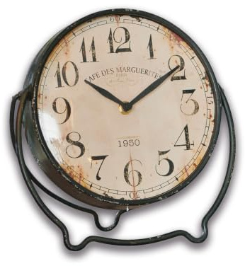 Loberon Uhr Falaise, nostalgischer Industrial-Look, Antik-Finish, Wohnaccessoire, Weihnachten, Geschenkidee, Eisen, Glas, antikschwarz