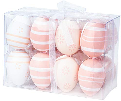 Goldschmidt Ostereier zum Aufhängen | Deko Kunststoff Plastik Eier 6cm | Osterdeko für Ostern (16 Ostereier rosa)