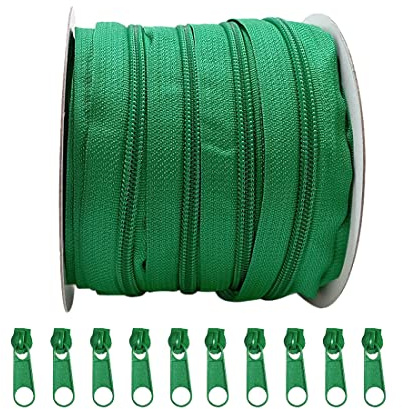 1 rouleau de 10 m 3# fermetures éclair continues en nylon, sacs de bricolage, tente de campagne, avec 10 curseurs libres, glissières en métal pour couture (3129, 3#)