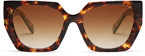 SOJOS Large Oversized Polarized Sunglasses for Women, Big Designer Womens Trendy Square Shades SJ2205, Brown Tortoise/Brown