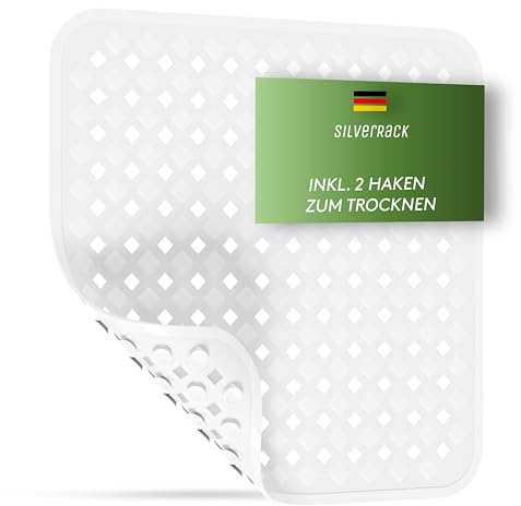 SilverRack Duschmatta, Halkfri, 53 x 53 cm - Vit Utomhus BPA-fri för Barn, Maskintvättbar och Mögelresistent - Duschinlägg