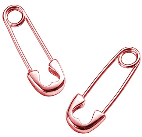 Reffeer Creolen aus massivem 925er-Sterlingsilber, Sicherheitsnadel, Papierklammer, für Damen und Mädchen, Unisex, Nadelmanschetten-Ohrringe (C-Roségold)
