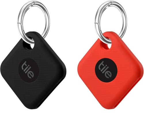 Silicone Case for Tile Pro 2020 & 2018 with Keychain, 2 Pack Anti-Scratch Protective Cover for Tile Tracker (Black/Red)