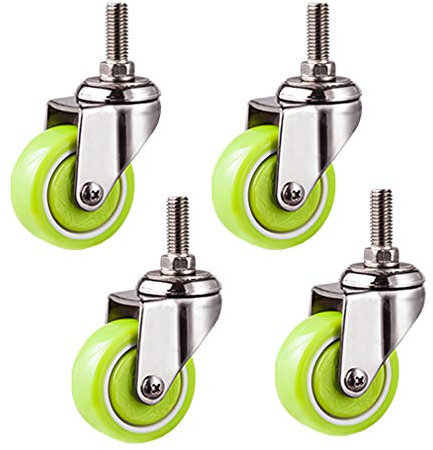 YANYUESHOP 4X Lenkrolle, (1,5 / 2) Lenkrollen aus 304 Edelstahl, mit M10 x 25 mm Schraube, Möbelrolle, für Tischwagen, Bett, Werkbank