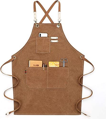 AUGUSE Arbeitsschürze, Werkzeugschürze für Schreiner, Werkzeugschürze for Männer mit Taschen, Tischlerschürze aus gewachstem Segeltuch, robuste Tischlerschürze aus Segeltuch (Color : B)