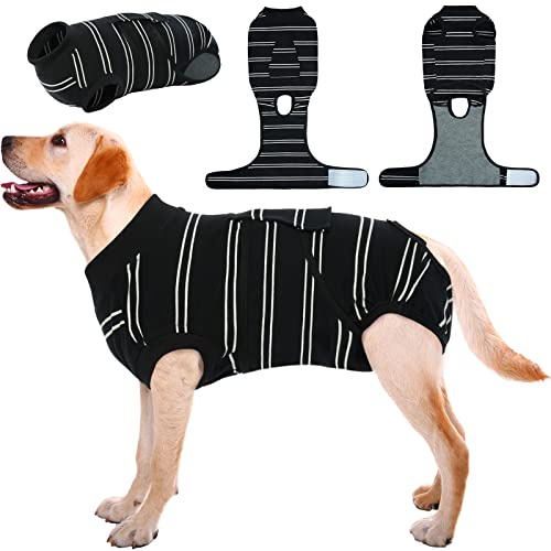 Kuoser Hundebody Nach Op Rüde & Hündin, Body für Hunde, Schwarz L | Atmungsaktive Anti-Wundlecken Body für Hunde & Katzen Nach Operation, Kastration oder Verletzung, E-Halsband Alternative