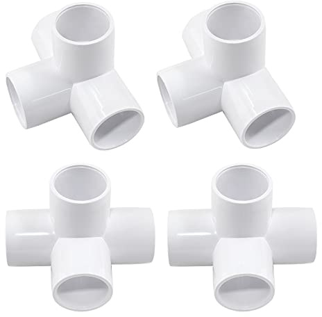 Litoexpe 4 Pieces 3/4 PVC 4-Way Furniture Fitting