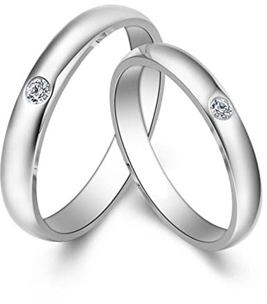 AMDXD 950 Platin Ringe Diamant 0.05ct, 2er Diamantring Klassiker Design Hochzeitsring Trauringe, Damen 49 & Herren 61, Echt Gold Schmuck