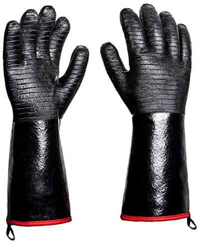 Rachlicy Ofenhandschuhe hitzebeständige Grillhandschuhe Lange Hitze und feuerbeständige Handschuhe Öl und wasserfeste Feuerhandschuhe zum Grillen (mittel 17,7)