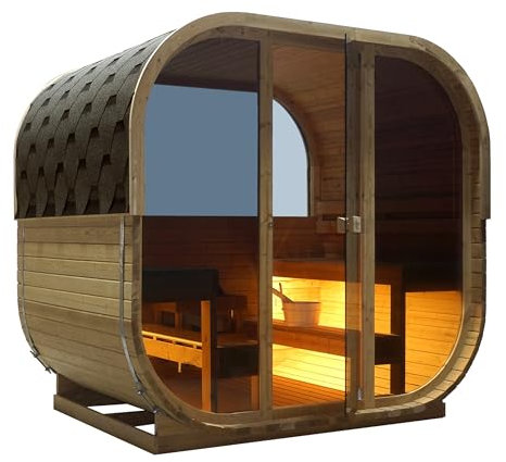 GLOBAL RELAX® I DHARANI S2 Plus Heimsauna für 2 Personen Liegesitze | Reduziert Stress I Entspannt die Muskeln | Bedienfeld | USB I MP3 | Radio | Carbon-Heizungen