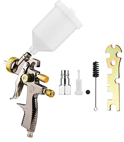 Vislone Low Volume Low Pressure 1.3mm Air Spray Gun Kit 600cc Fluid Cup Gravity Feed Air Paint Sprayer Mini Handheld 360-degree Paint Spraying Gun for Car Repair Furniture Surface Wall Painting