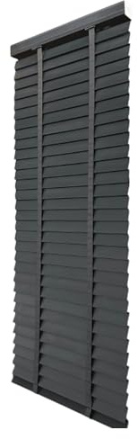 Ruby deals Tape Fauxwood wooden Grain venetian blinds 50mm Embossed Slats Trimmable Easy fit Windows blind Included Fittings 195cm width x 150cm Drop dark grey