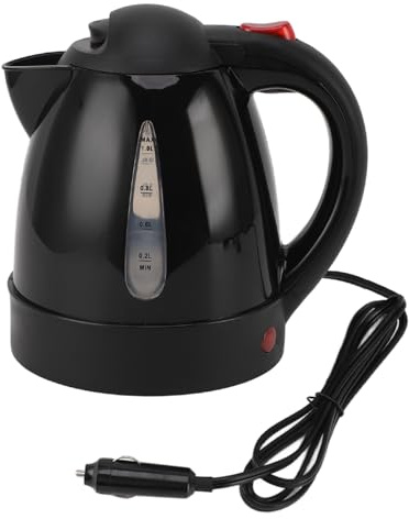 VIFERR Auto Wasserkocher, 24V 1000ml Tragbare Reisewasserkocher Auto LKW Wasserkocher mit Zigarettenanzünder Stecker Edelstahl Wasser Heizung Flasche für Tee Kaffee Trinken