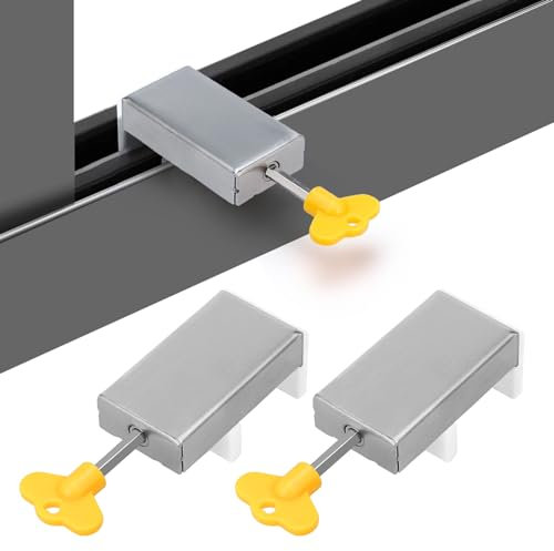 Kigniote 2 Pezzi Blocco Baia Scorrevole Blocco Baia Vetro Scorrevole Con Chiave Chiusura Baia Scorrevole Alluminio Sicurezza Regolabile Anti furto Blocca Porta Scorrevole Per La Sicurezza Dei Bambini