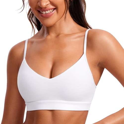 CRZ YOGA Butterluxe V Neck Sports Bras White Large
