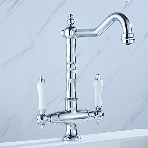 Wasserhahn Vintage Stil Wasserhahn Bad Armatur Spüle Mischbatterie Spültischarmatur Mit Kreuzgriffen Waschtischarmatur Bad Mischer Griff Für Küche Bad
