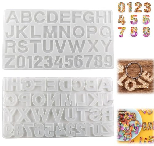 Silikonform Buchstaben, Silikonformen Epoxidharz, A-Z & 0-9 Alphabet Silikonformen Gießformen, Alles Gute zum Geburtstag Symbol Backform für DIY Hängende Ornamente, Kuchen Keks Süßigkeiten Dekoration