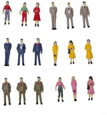 Gettimore 100 Stück bemalte Modellfiguren im Maßstab 1:50 für Modelleisenbahnen, architektonische Layouts und Dioramen, buntes Miniaturfiguren-Set