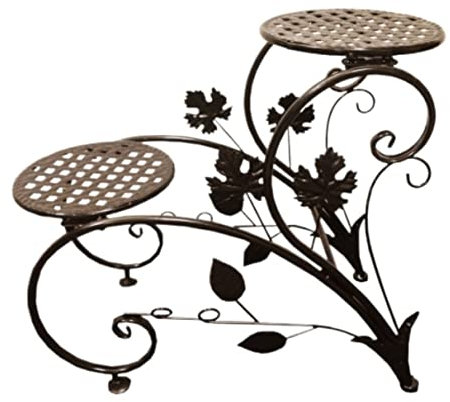 REEKOS Pflanzenregal Blumenständer Pflanzenständer Zimmerpflanzenständer 2 Etagen Eisen Metall Blumenständer Art Home Decor Blumenregal Für Den Außenbereich Blumenregal Blumentreppe(R)