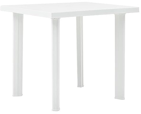 JUDYY Gartentisch, Esstisch, Couchtisch, Balkontisch, Balkonmöbel Kleiner Balkon, Balkon Tisch, Beistelltisch, Weiß 80 x 75 x 72 cm Kunststoff