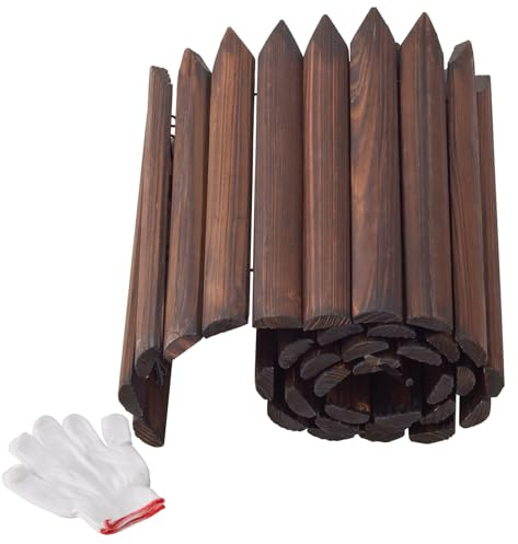 Bordo in legno da giardino, recinzione corta in legno, anticorrosione, con guanti, bordo decorativo per aiuole per cortile, patio, sentiero, albero esterno, 48 x 30 cm (1 confezione)