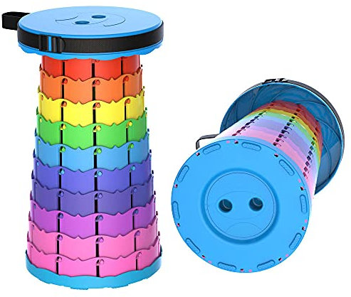 Sgabello pieghevole portatile per campeggio, pesca, escursionismo, barbecue, leggero e robusto, capacità 150 kg, pieghevole e retrattile, colore blu mare