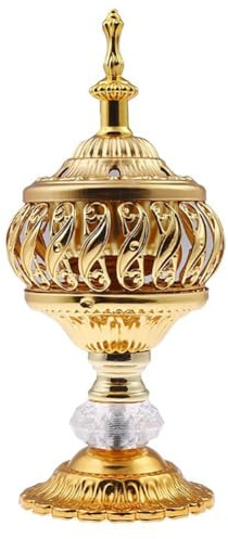 Quemador de incienso de metal vintage, incensario griego, soporte para velas de hierro dorado, 30 cm